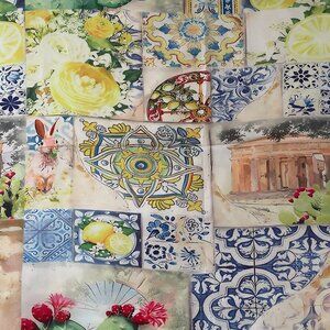 Silk blend Italian print scarf. Square 28.5” x 28.5”.